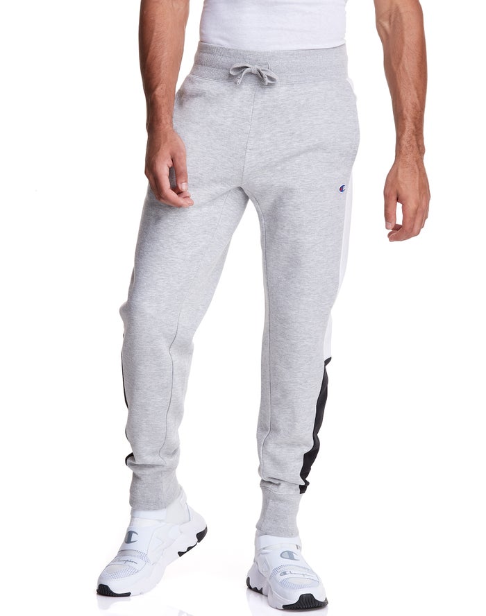 Champion Herre Joggingbukser Grå - Colorblock Fleece - Danmark LXP-475916